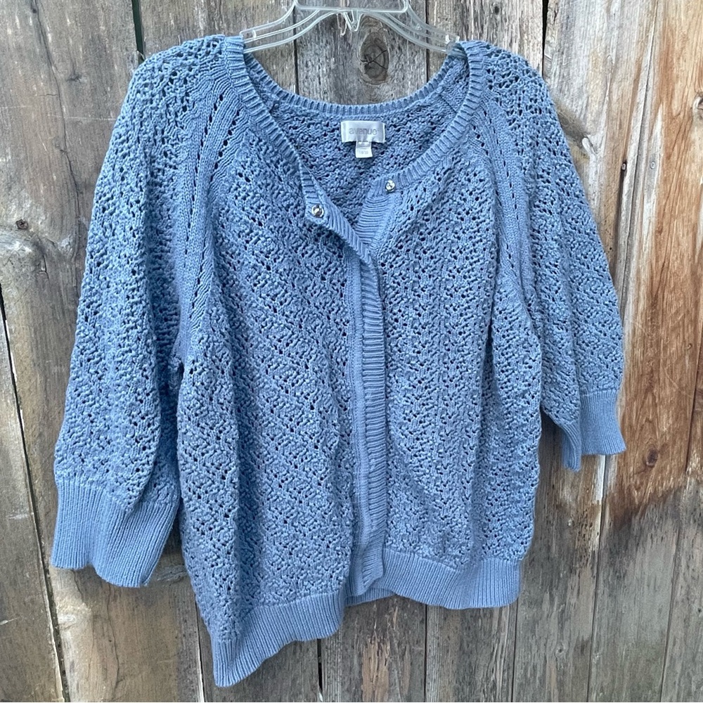 Avenue Crocheted Open-Knit Snap Closure Cardigan Sz. 18/20 - Picture 11 of 14